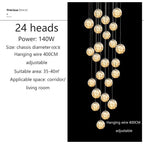Starry Glass Ball Cluster Chandelier for Staircase in Smoky Gray and Cognac