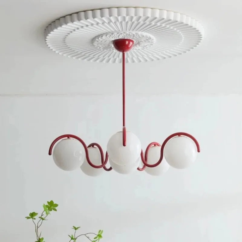 Nordic Glass Pendant Light with Iron Frame