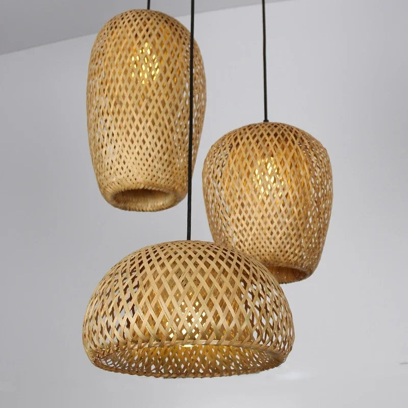 Japanese Style Bamboo Wood Pendant Lights