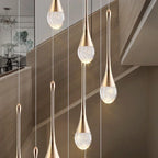 Modern Crystal LED Chandelier - Gold Hallway Hanging Light