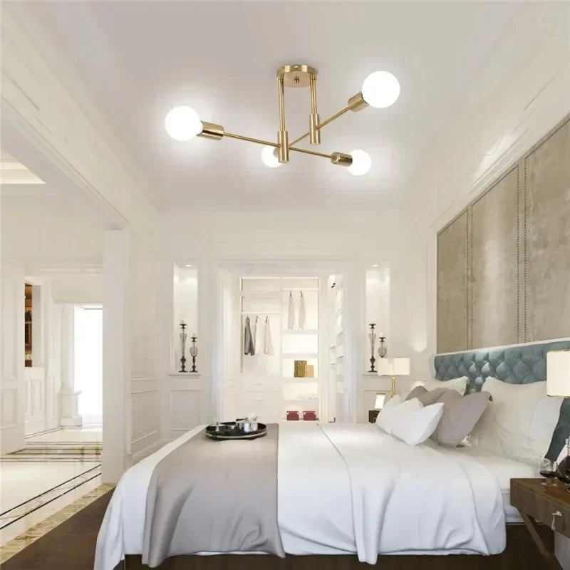 Modern Nordic Branch Ceiling Chandelier Black/Glod E27 Minimalism Living Room Shop Lighting E27 Iron Indoor Line Pendant Lamp