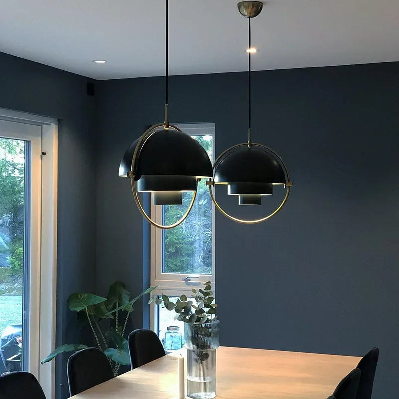 Danish Multi Shade Dome Pendant Light in Brass for Dining Room