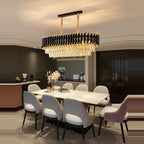 Luxury Black and Gold Tiered Crystal Chandelier for Living Room