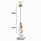 Cream Style Travertine and Wood Ball Pendant Light with Opal Globe