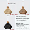 Wabi Sabi Rattan and Wood Pendant Light Hand Woven for Kitchen Island
