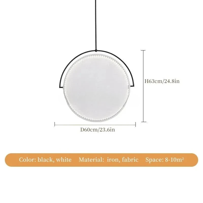 Nordic Iron Pendant Light with Fabric Shade