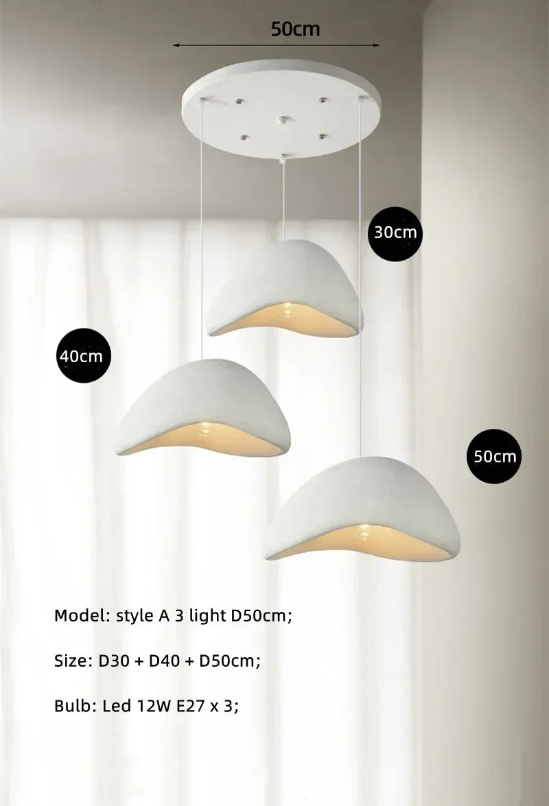 Wabi Sabi White Resin Dome Pendant Light for Living Room and Dining Room