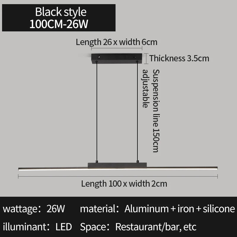 Minimalist Linear Pendant Light for Dining Room