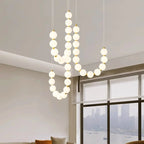 Modern Glowing Bead Strand LED Chandelier for Staircase and Living Room