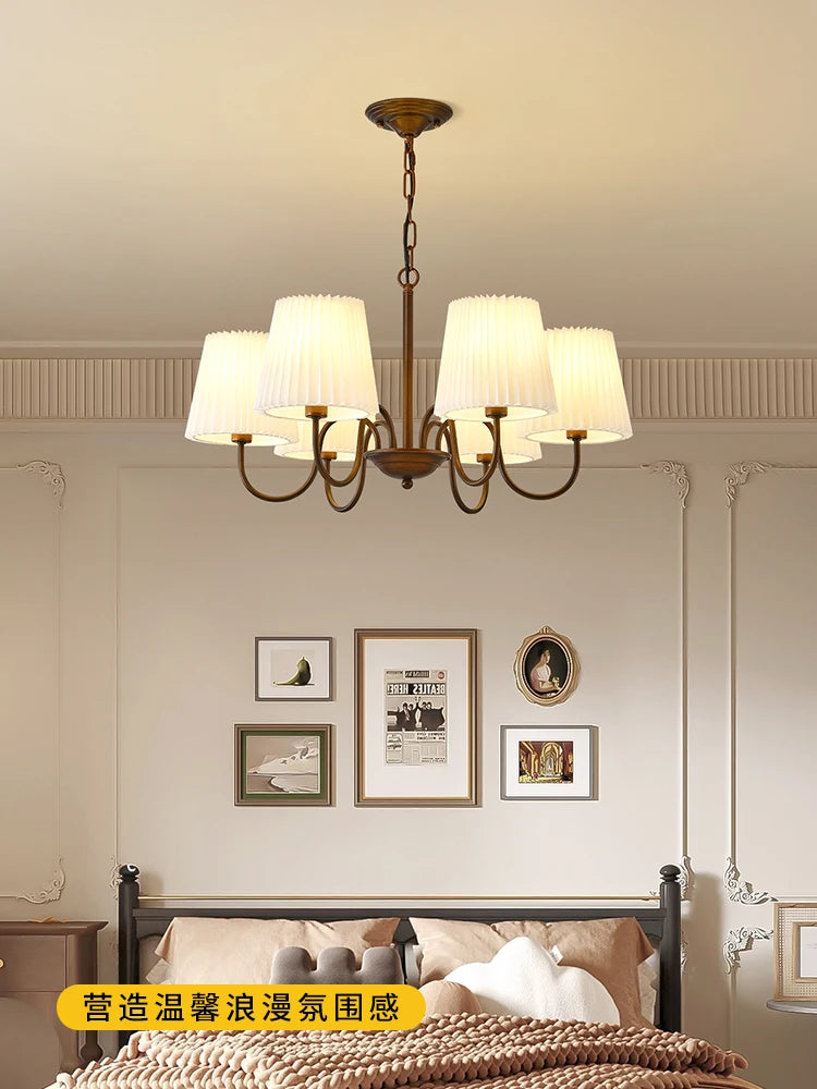 Lámpara colgante retro americana, luz principal para sala de estar, luz para dormitorio, luz para comedor, estilo rústico, simple, creativa, plisada 2025