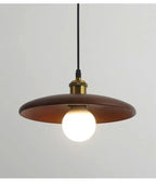 Solid Wood Disc Pendant Light with Opal Globe for Tea Room and Hallway