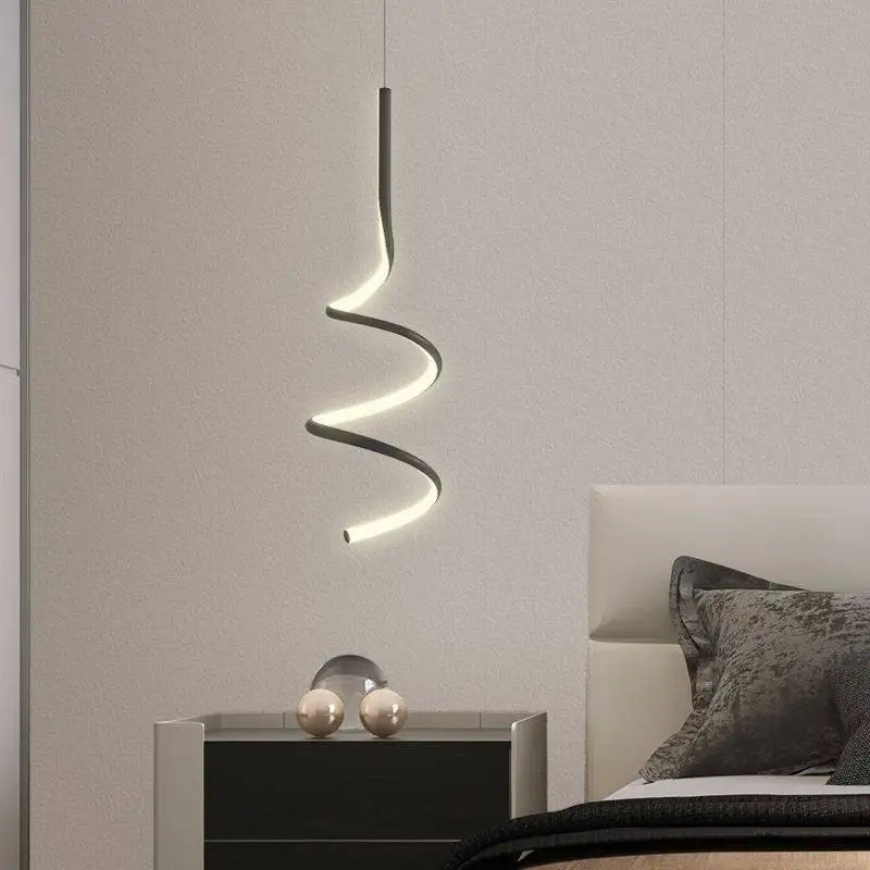 Lámpara colgante LED espiral nórdica para dormitorio