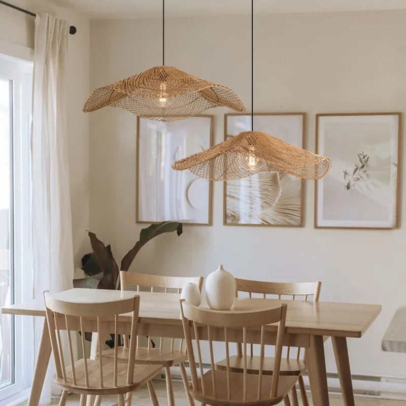 Retro Rattan Pendant Light for Dining Room & Cafe