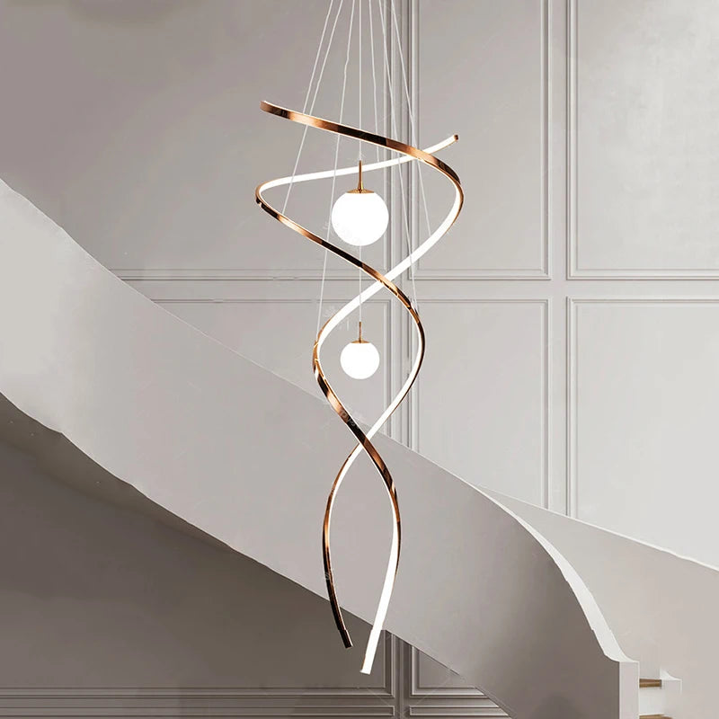 Modern LED Pendant Light with Twisted Metal Arms