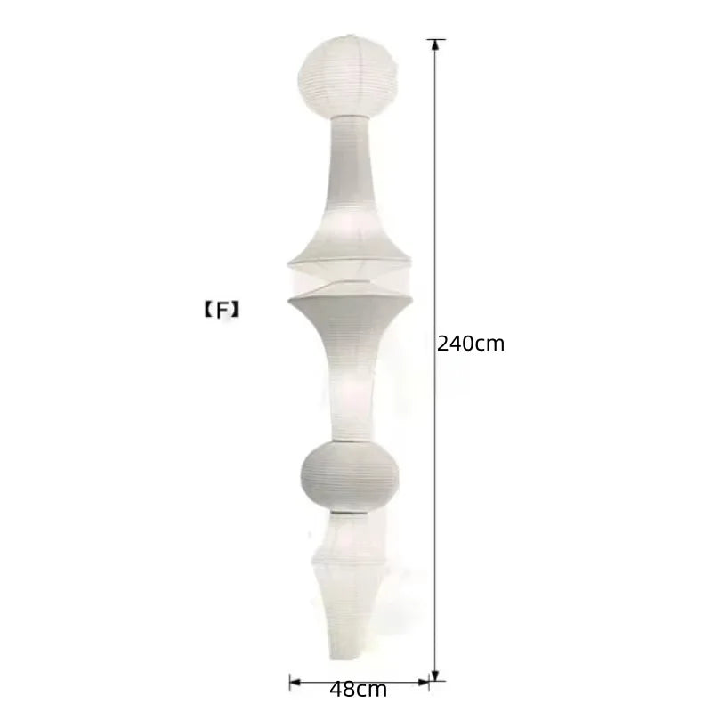 Wabi Sabi Rice Paper Style Totem Pendant Light for Staircase and Living Room