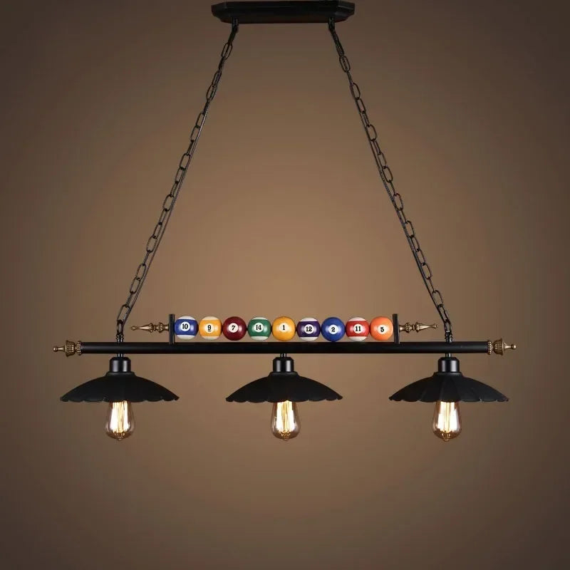 Lámpara colgante de hierro negro industrial con 3 luces