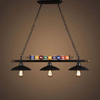 Lámpara colgante de hierro negro industrial con 3 luces