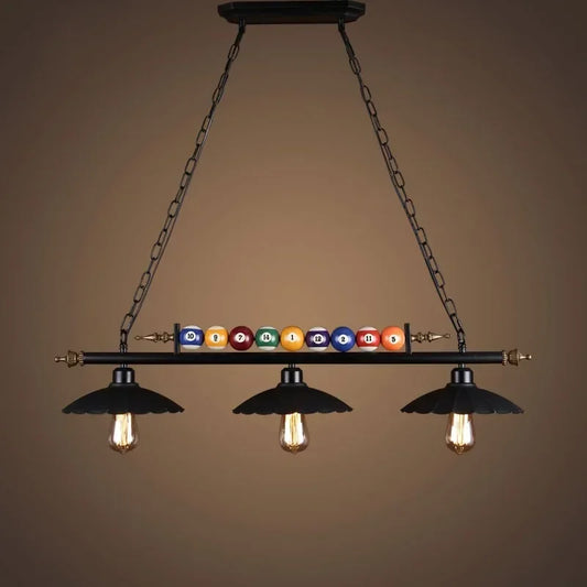 Industrial Black Iron Glass Pendant Light 3-Head