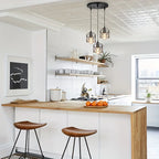 Industrial Black Wire Cage 3 Light Cluster Pendant for Dining Room