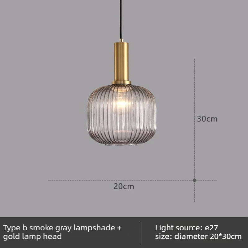 Nordic Glass Pendant Light with Copper Finish