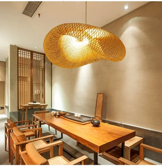 Bohemian Bamboo Rattan Pendant Light Woven