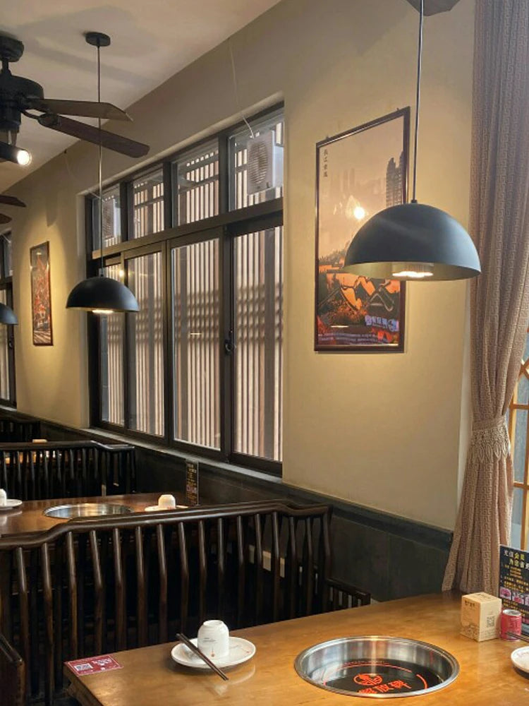 Industrial Black Iron Pendant Light for Dining