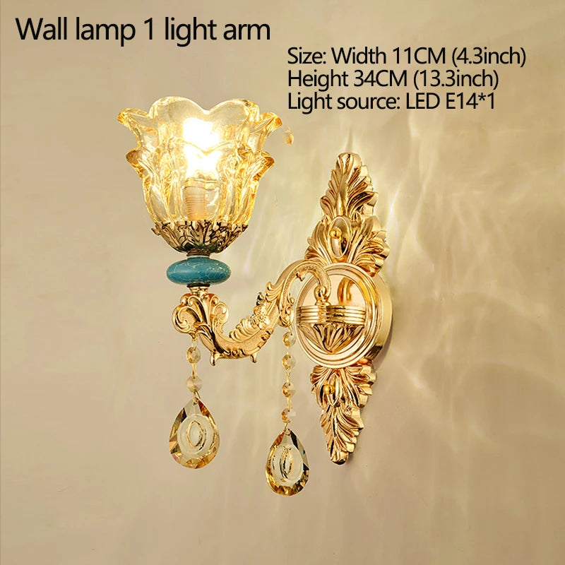 Candelabro de salón de estilo europeo, lámpara de cristal de cerámica de lujo para el hogar, nuevo estilo, sencilla, para dormitorio o restaurante