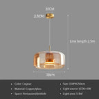 Nordic Amber Glass Pendant Light for Dining Room