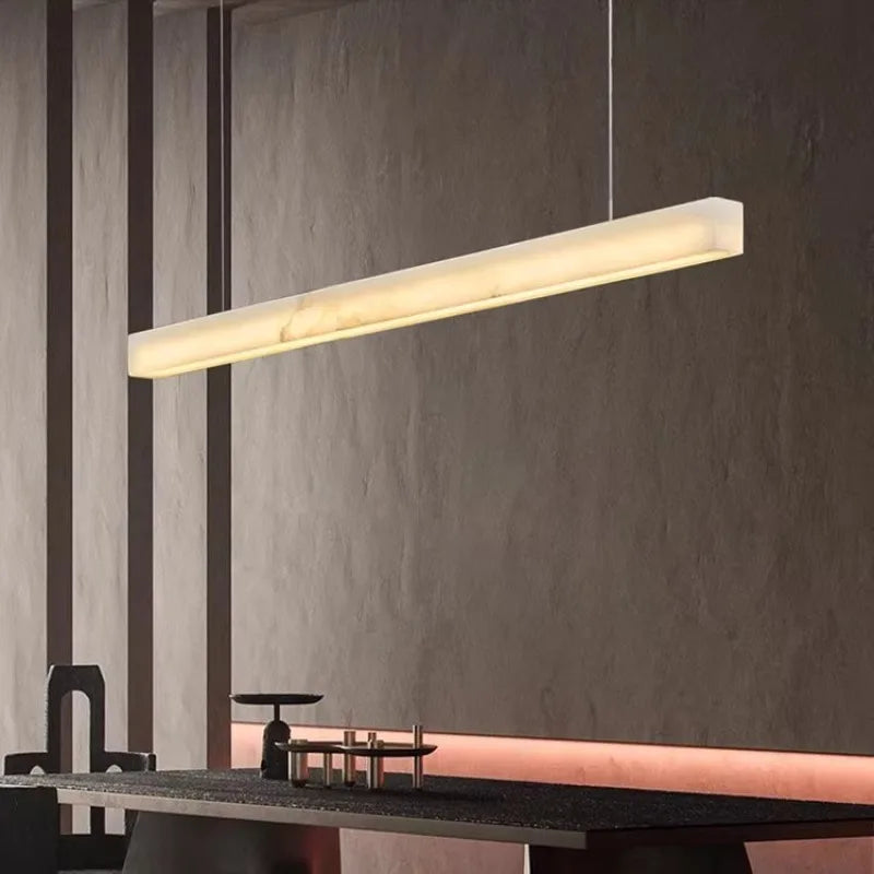 Minimalist Marble LED Pendant Light Linear Hanging