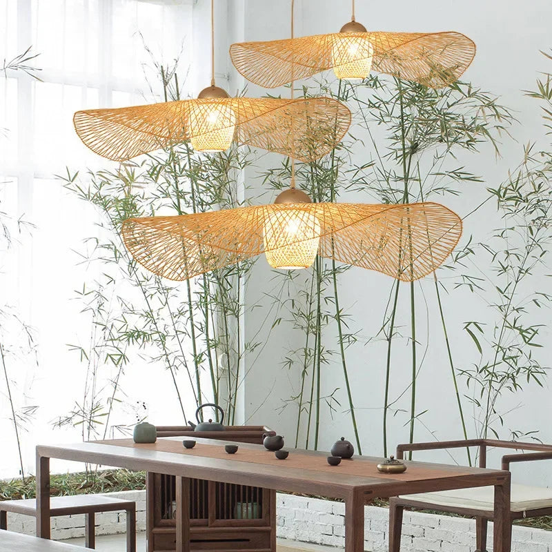 Bohemian Bamboo Pendant Light for Dining Room