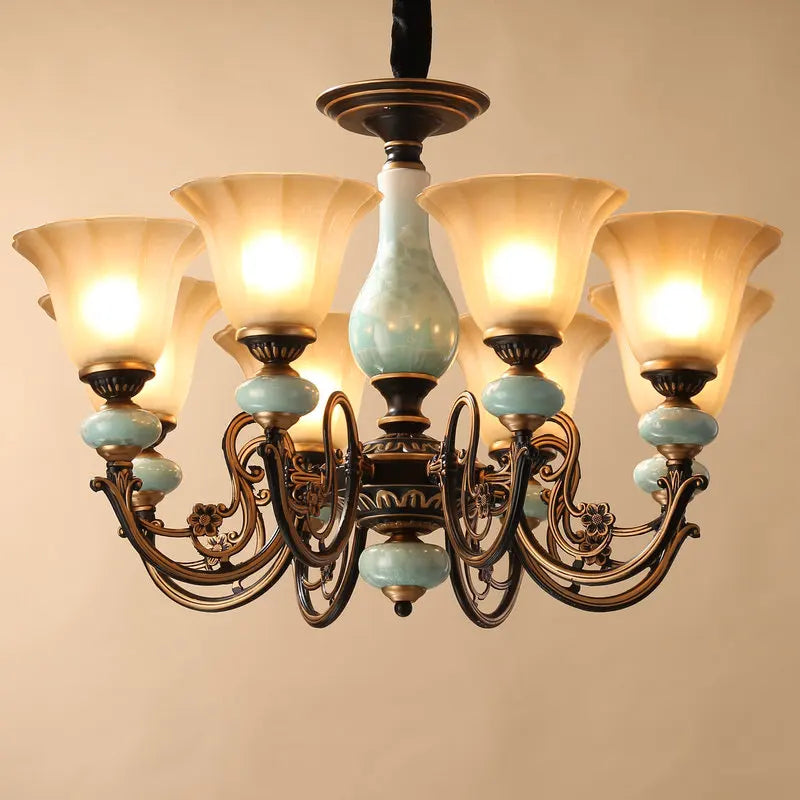Iron Ceramic Glass Chandelier - Dining Room Lighting