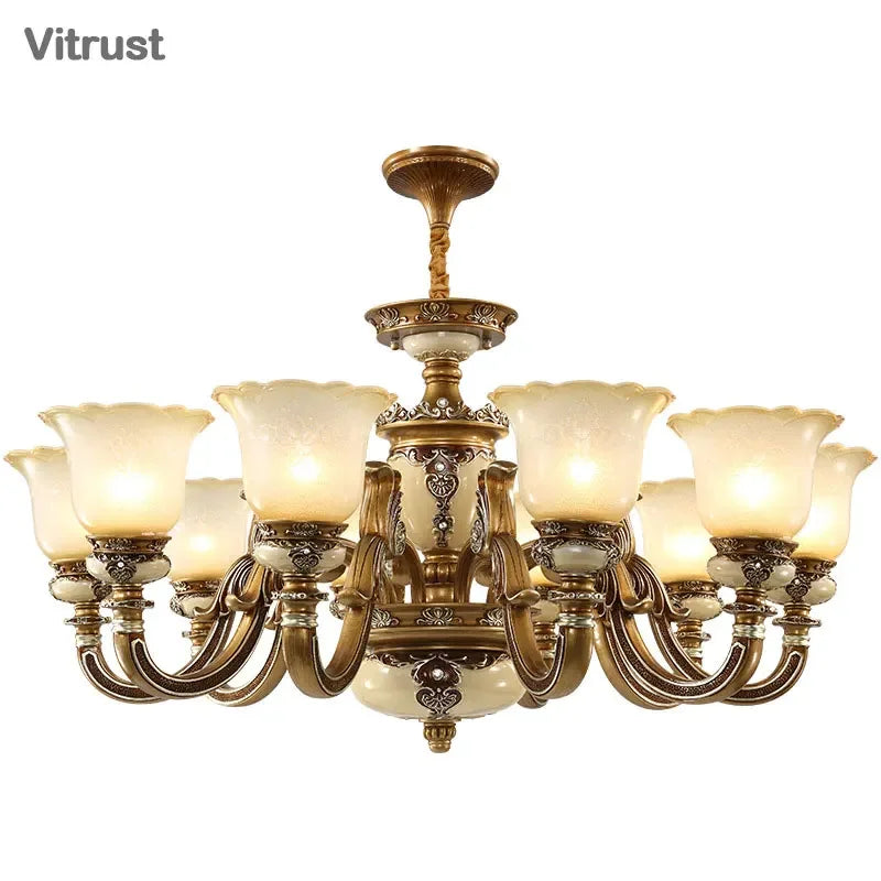 European Classic Resin Multi-Head Pendant Chandelier