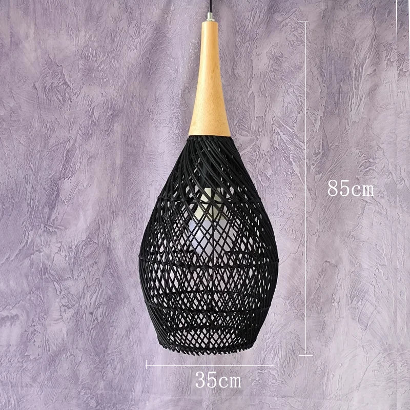 Handwoven Rattan Pendant Light - Bohemian Wabi Sabi