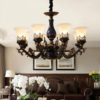Candelabro de cerámica con portalámparas E14 retro lujoso