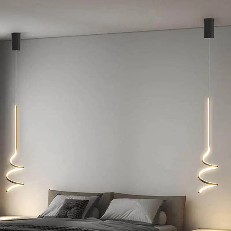 Lámpara colgante LED espiral nórdica para dormitorio