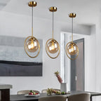 Nordic Golden Iron Pendant Light with Glass Shade