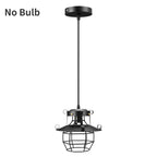 Industrial Black Caged Lantern Pendant Light for Bar and Hallway