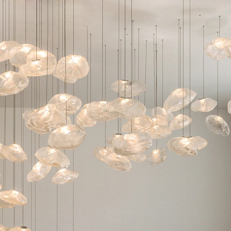 Lámpara colgante nórdica de cristal con diseño de nube
