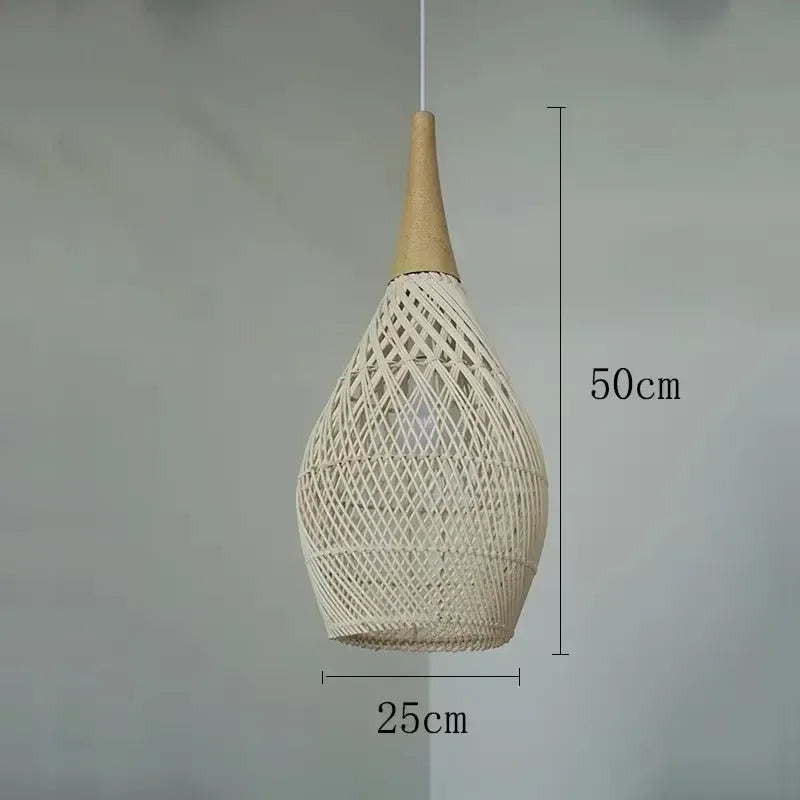 Lámpara colgante de ratán Wabi-sabi, candelabros vintage tejidos a mano para sala de estar, restaurante, dormitorio, cocina, lámpara colgante de cuerda de cáñamo