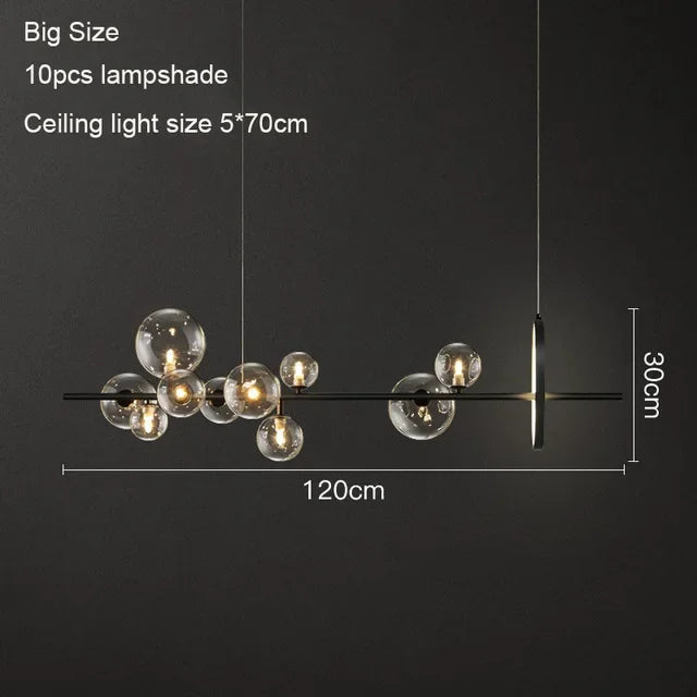 Modern Ring Glass Ball LED Chandelier Iron Frame