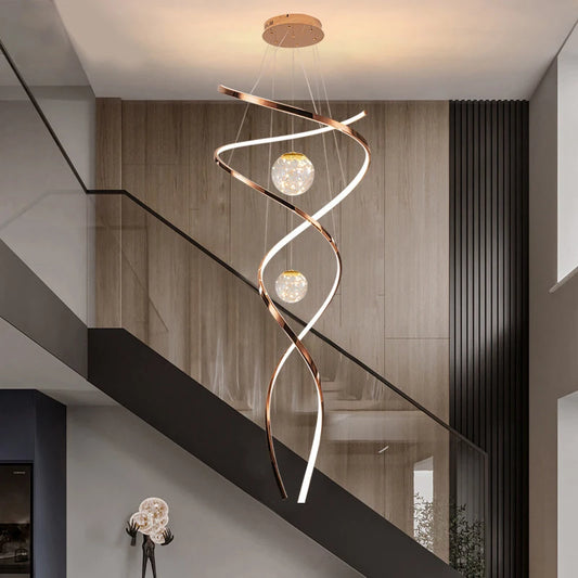 Modern LED Pendant Light with Twisted Metal Arms