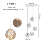 Starry Glass Ball Cluster Chandelier for Staircase in Smoky Gray and Cognac