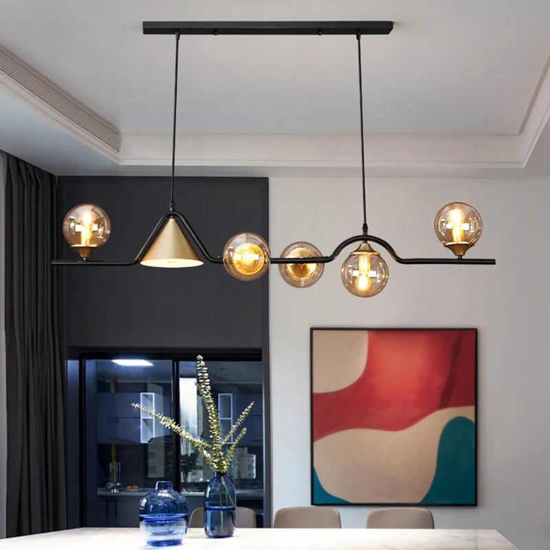 Nordic Iron Glass Pendant Light for Dining Room