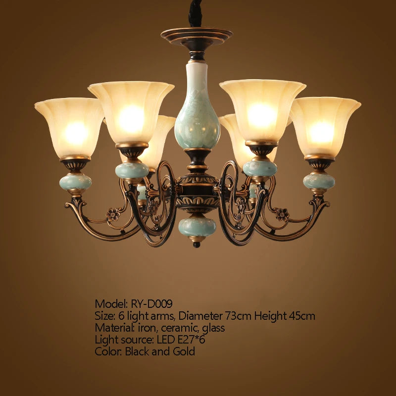 Iron Ceramic Glass Chandelier - Dining Room Lighting