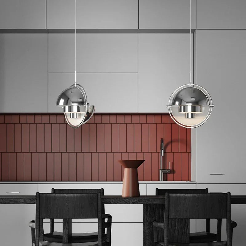 Danish Multi Shade Dome Pendant Light in Brass for Dining Room