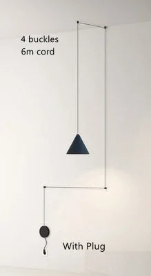 Lámpara colgante cónica de hierro minimalista para comedor