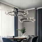 Modern Ring Glass Ball LED Chandelier Iron Frame