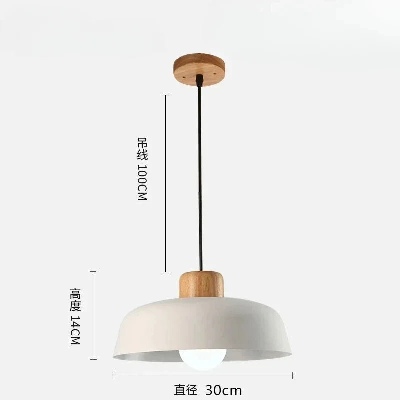 Lámpara Colgante Nórdica de Madera y Metal para Comedor