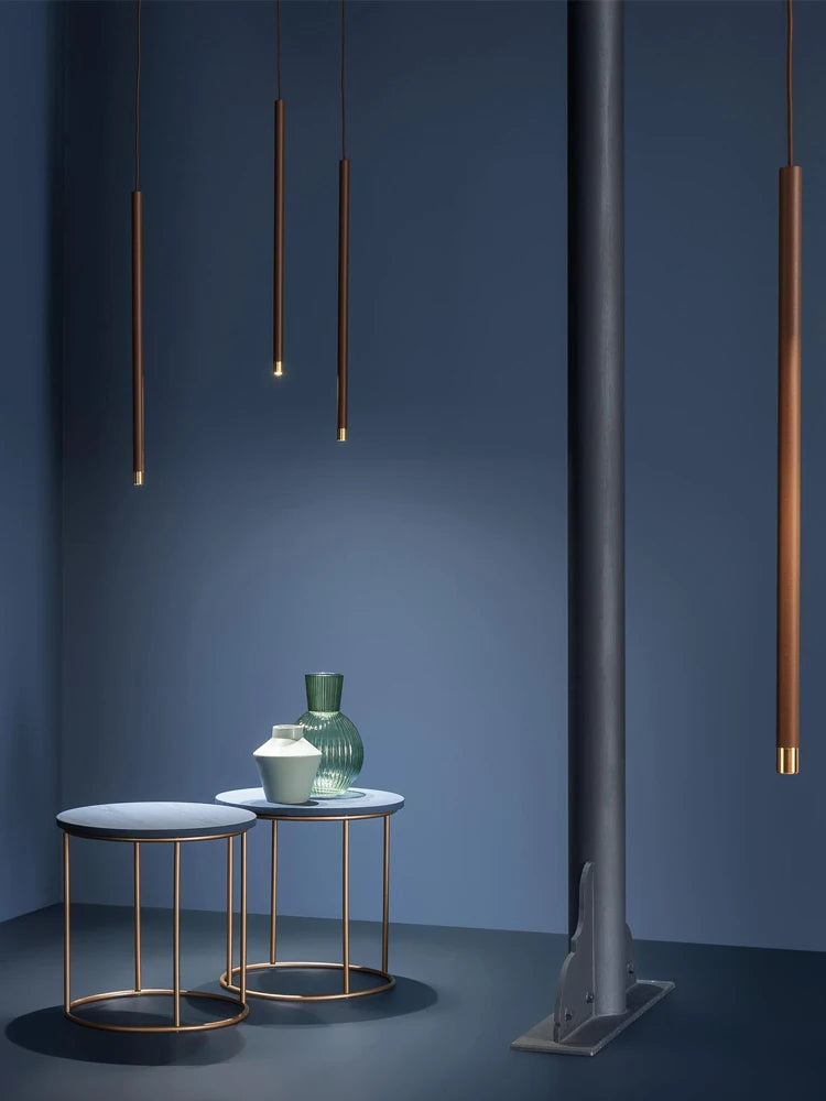 Lámpara colgante de madera minimalista para escalera