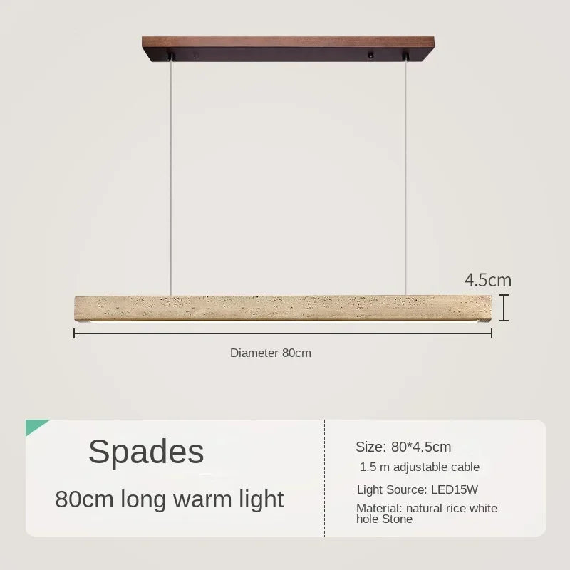 Lámpara colgante minimalista de madera y piedra para comedor